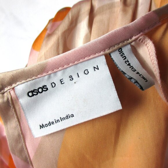 Asos Dress Midi Pastel Floral Shirred  Boho Size 10 NWT Romantic Flow Ethereal - Picture 7 of 9